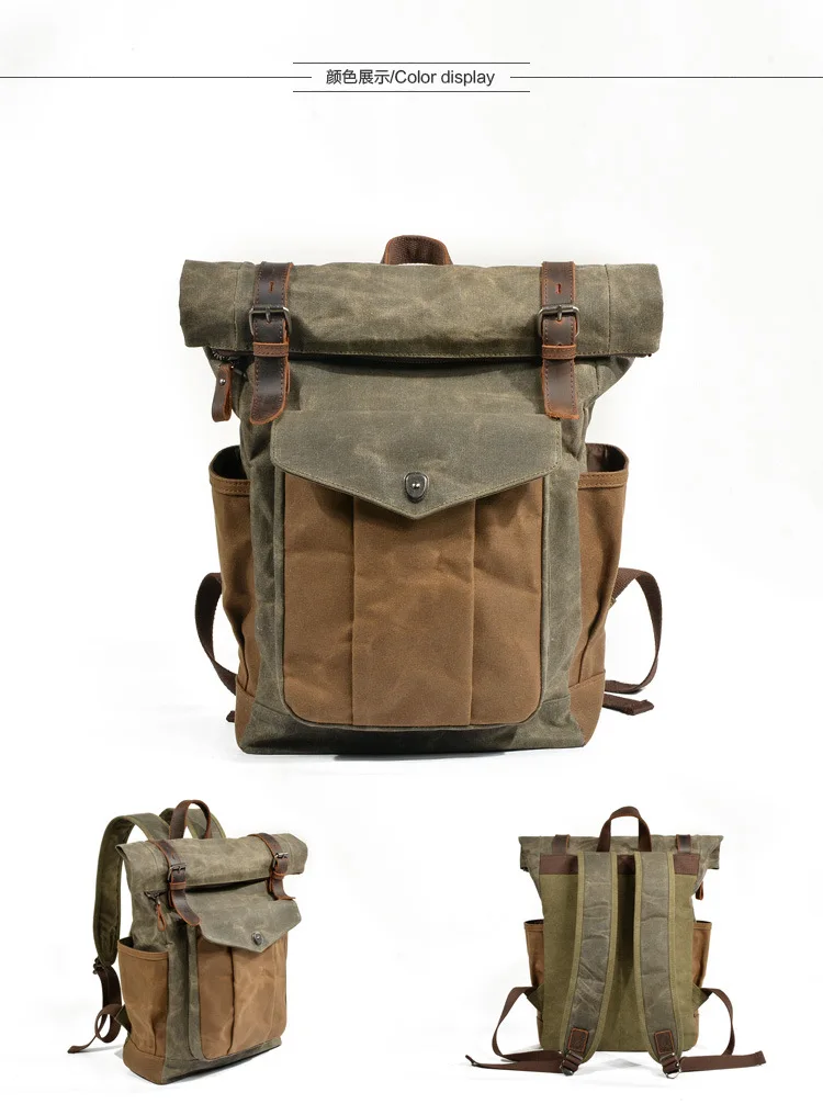 2018 Vintage Men Large capacity Military Oiled Leather Canvas Backpacks School Bags Teenagers Laptop Backpack Duffel Bag Women 2018 Vintage Men Large capacity Military Oiled Leather Canvas Backpacks School Bags Teenagers Laptop Backpack Duffel Bag Women