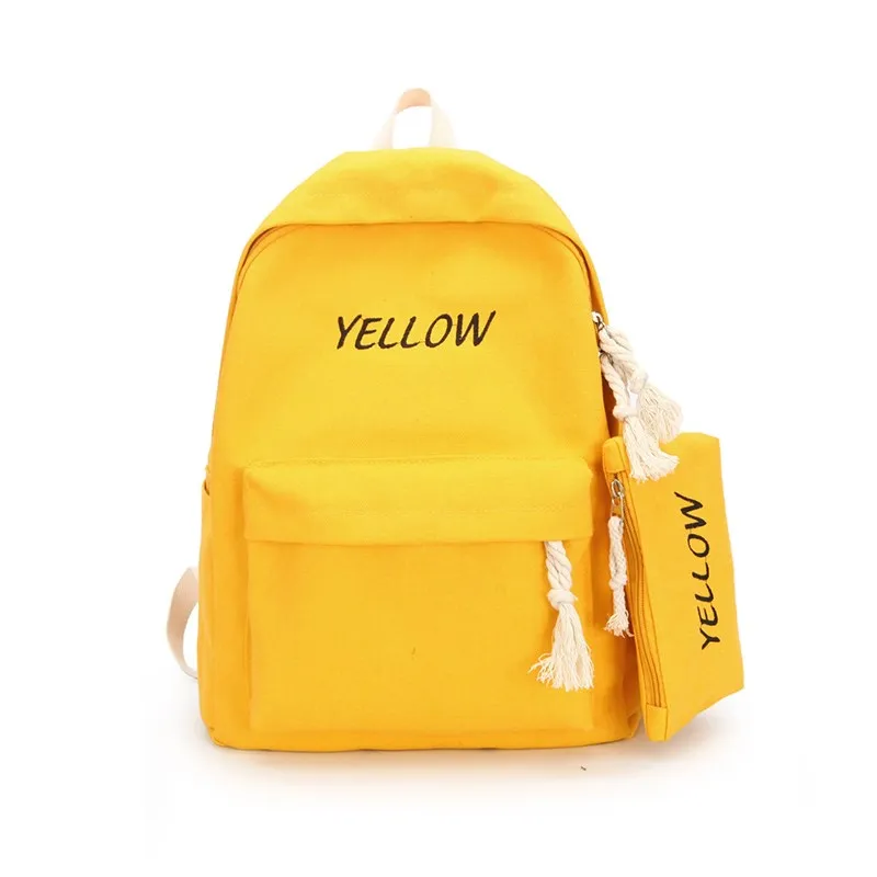 Милая желтая школьная сумка для девочек-подростков модные холщовые женские