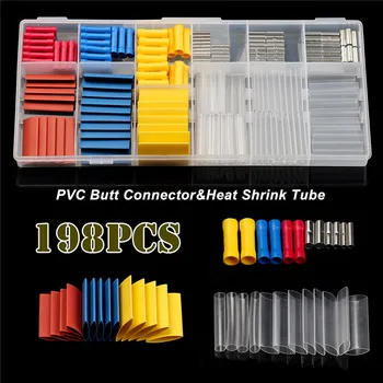 198 PCS Assortment Kit Cold-pressed PVC Butt Terminals Connector+ Heat Shrink Sleeve Tube +Non-insulated Wire Connectors
198 PCS Assortment Kit Cold-pressed PVC Butt Terminals Connector+ Heat Shrink Sleeve Tube +Non-insulated Wire Connectors