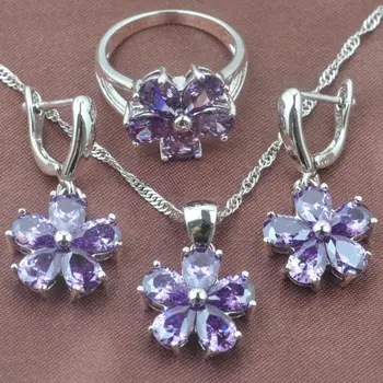 Purple Zirconia Flower Design Women's 925 Sterling Silver Jewelry Sets Necklace Pendant Earrings Ring Free Shipping TZ0250
Purple Zirconia Flower Design Women's 925 Sterling Silver Jewelry Sets Necklace Pendant Earrings Ring Free Shipping TZ0250