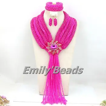 Amazing Nigerian Wedding Bridal Jewelry Set African Beads Jewelry Set Fuchsia Necklace Set Wholesale Price Free Shpping AMJ084
Amazing Nigerian Wedding Bridal Jewelry Set African Beads Jewelry Set Fuchsia Necklace Set Wholesale Price Free Shpping AMJ084