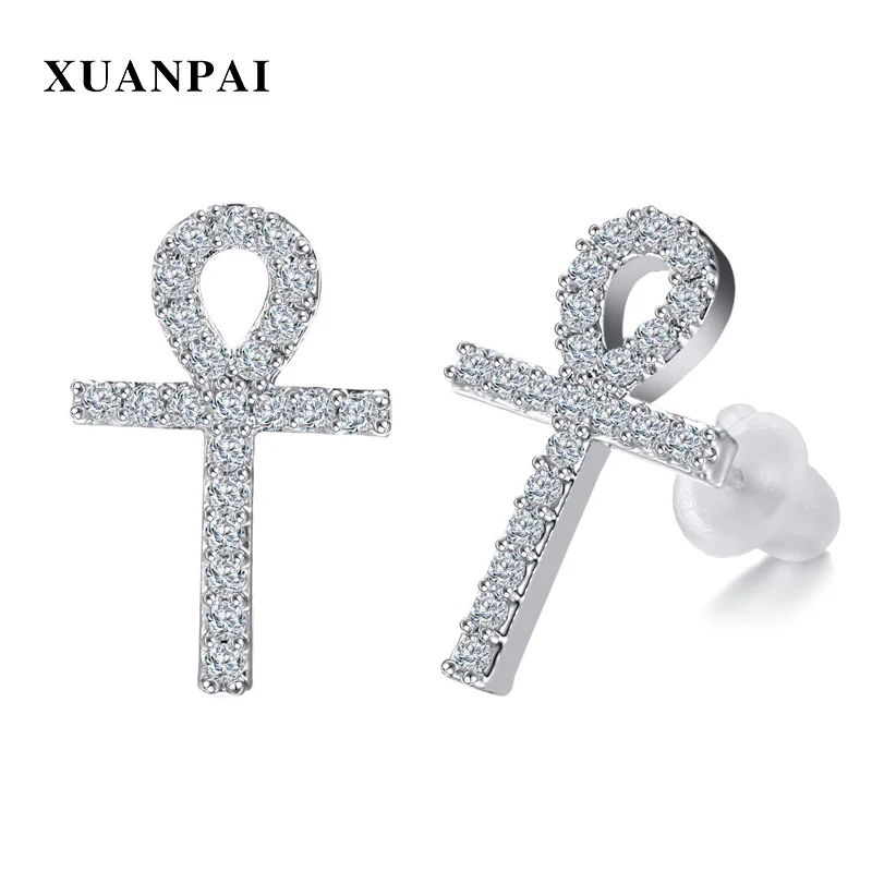 XUANPAI Bling Cubic Zirconia Stud Earrings for Women Silver Tone Ankh Cross Earrings Femme Girl Party Accessories
XUANPAI Bling Cubic Zirconia Stud Earrings for Women Silver Tone Ankh Cross Earrings Femme Girl Party Accessories