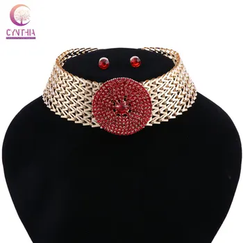 CYNTHIA Wedding Jewelry Sets Red Crystal Bridal Jewelry Set Gifts Gold Color Choker Necklace Earrings Set Wedding Decoration
CYNTHIA Wedding Jewelry Sets Red Crystal Bridal Jewelry Set Gifts Gold Color Choker Necklace Earrings Set Wedding Decoration