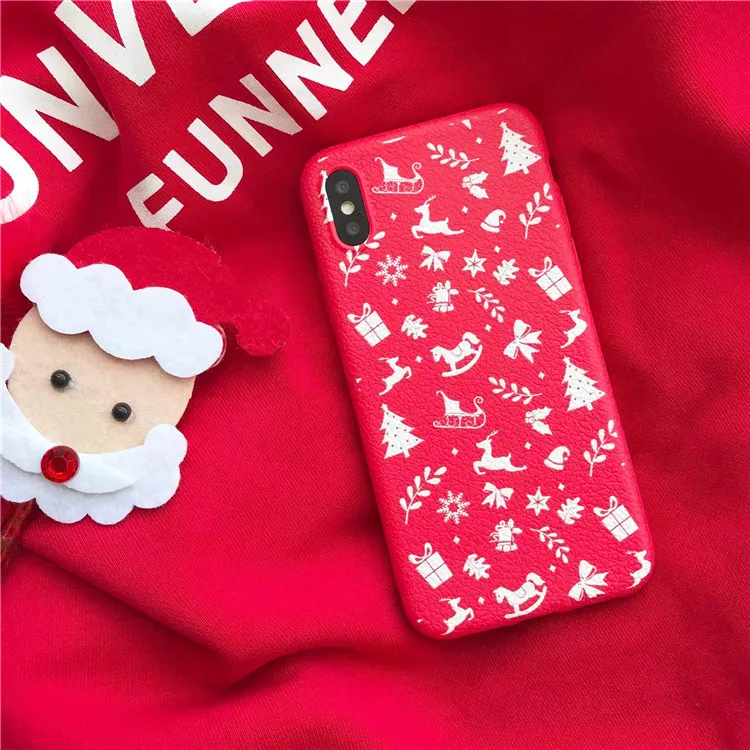 Krimisy Cute Merry Christmas Tree Candy Santa Claus Reindeer Couple for iPhone Case for iPhone 6 6S 7 8 Plus X Xs Max XR Case (2)