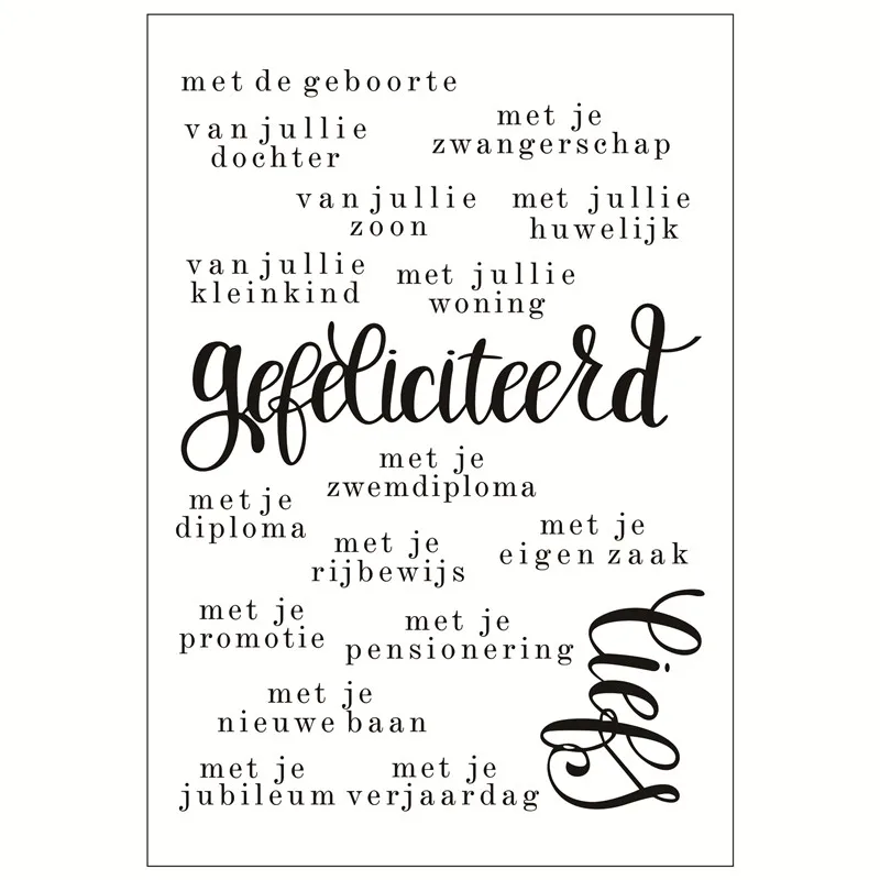 Dutch words Silicone Stamps for DIY Scrapbooking/Card Making/Kids Fun Decoration Supplies
Dutch words Silicone Stamps for DIY Scrapbooking/Card Making/Kids Fun Decoration Supplies