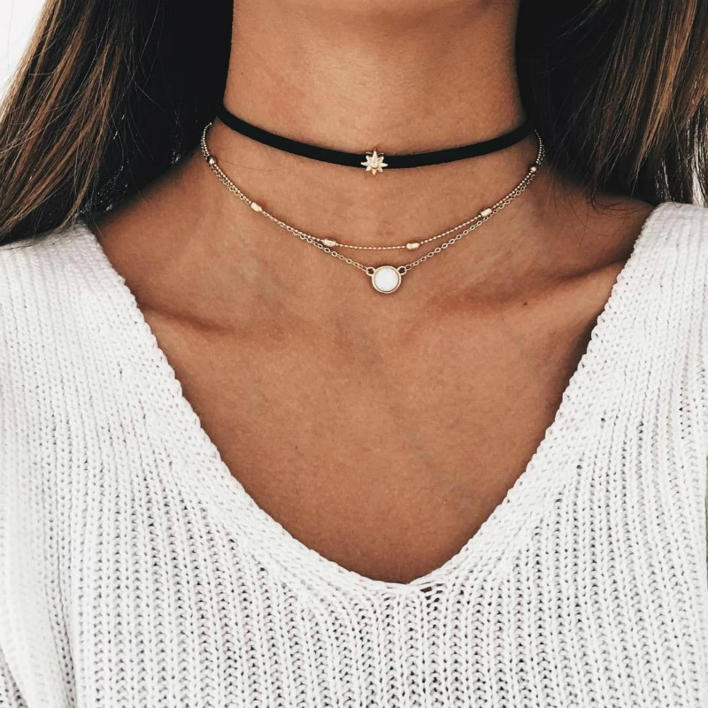 New Necklace Selling Fashion Necklace Leather Cord Sun Star Necklace Multilayer Combination Suit Women's Necklace
New Necklace Selling Fashion Necklace Leather Cord Sun Star Necklace Multilayer Combination Suit Women's Necklace