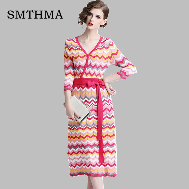 Women Striped Knitted Dress 2019 New arrival Autumn Winter Casual Sexy V-neck Sweater Dresses
Women Striped Knitted Dress 2019 New arrival Autumn Winter Casual Sexy V-neck Sweater Dresses