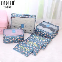 6pcs/set Fashion Double Zipper Waterproof Polyester Men And Women Luggage Travel Bags Packing Cubes image