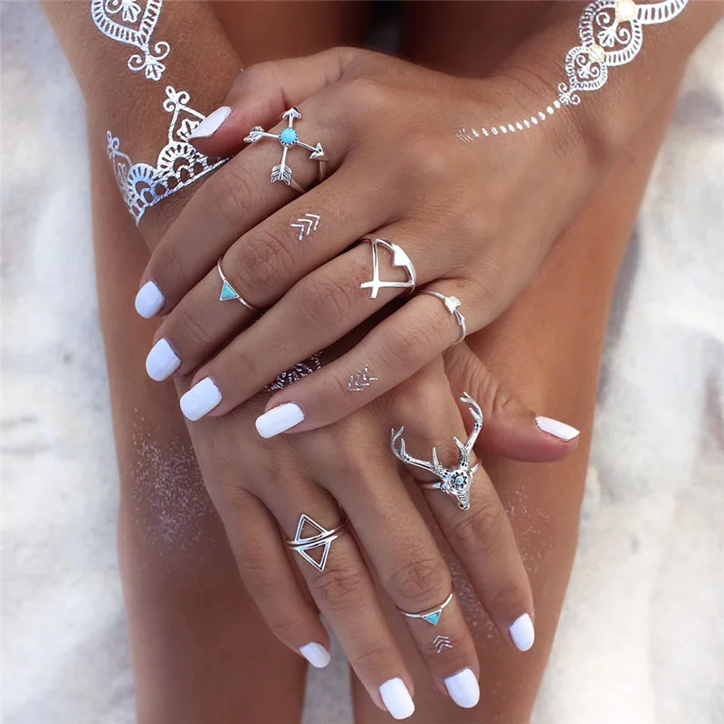 7pcs/set Vintage Retro Bohemian elk deer knuckle rings boho punk midi finger ring Arrow Cross Punk Joint Ring for Women Anel
7pcs/set Vintage Retro Bohemian elk deer knuckle rings boho punk midi finger ring Arrow Cross Punk Joint Ring for Women Anel