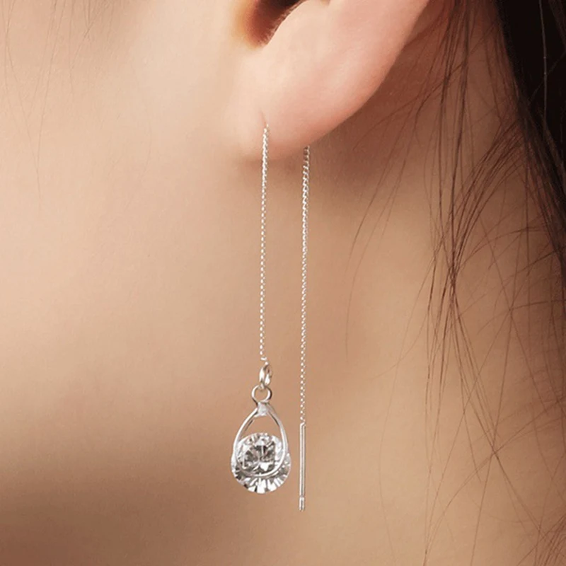 New Jewelry Accessories Silver Crystal Drop Earrings Asymmetric Ear Line Long Chain Ear Wire Brincos Fashion Jewelry For Women
New Jewelry Accessories Silver Crystal Drop Earrings Asymmetric Ear Line Long Chain Ear Wire Brincos Fashion Jewelry For Women