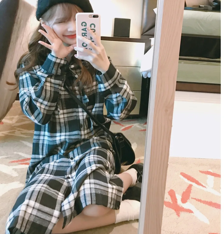 S-XL Plus size 2018 New Summer Spring Women loose Cotton OL Casual short Sleeve Dresses Female Dress Grid Shirt dress
S-XL Plus size 2018 New Summer Spring Women loose Cotton OL Casual short Sleeve Dresses Female Dress Grid Shirt dress