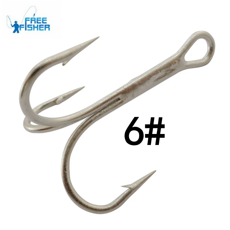 Free Fisher 100 шт./компл. тройной крючок 6 # рыболовные снасти из высокоуглеродистой