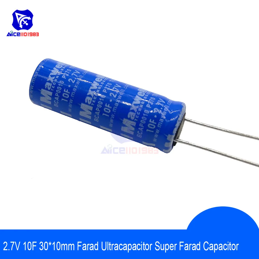 Super Capacitor 2.7V 10F 30*10mm Low ESR High Frequency Super Farad Capacitor 2.7V10F 30x10mm for Car Vehicle Auto Power Supply
Super Capacitor 2.7V 10F 30*10mm Low ESR High Frequency Super Farad Capacitor 2.7V10F 30x10mm for Car Vehicle Auto Power Supply