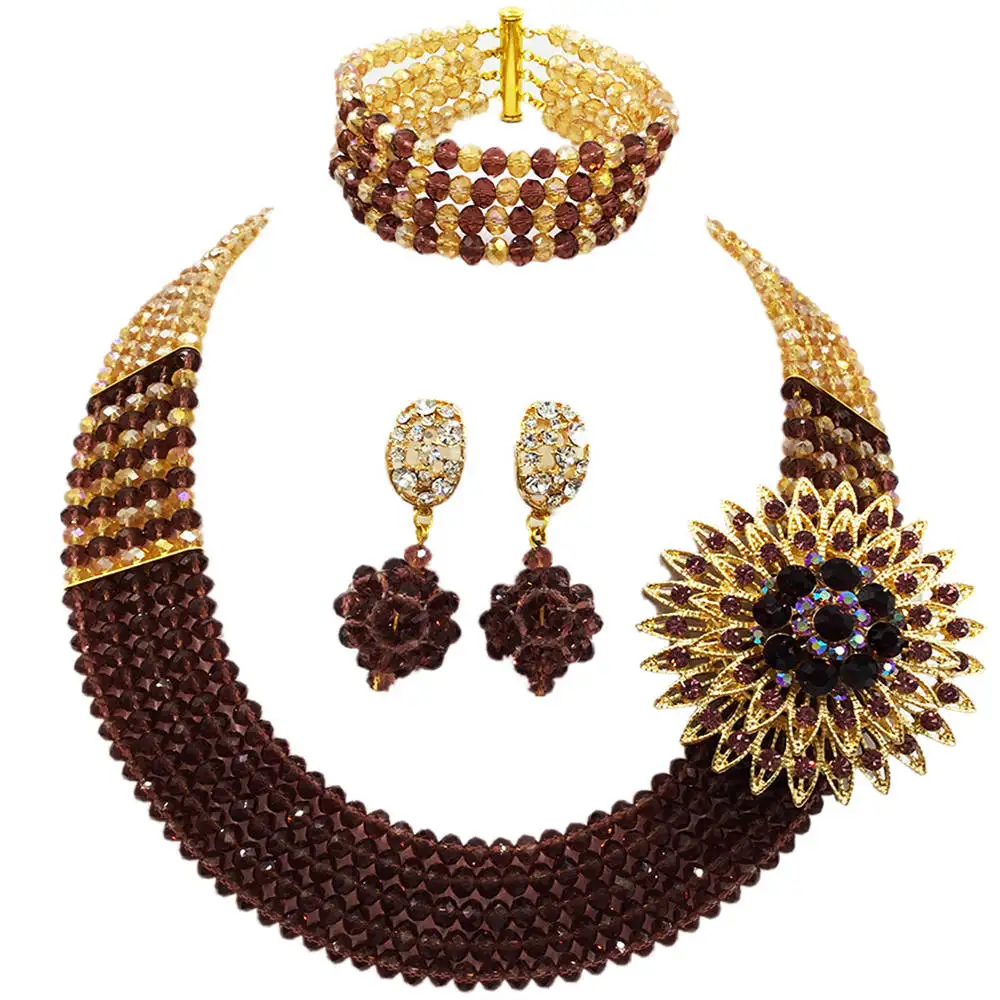 Fashion Gold AB Dark Purple Crystal Beaded Necklace Nigerian Wedding African Beads Jewelry Set for Women 5L-SXJB19
Fashion Gold AB Dark Purple Crystal Beaded Necklace Nigerian Wedding African Beads Jewelry Set for Women 5L-SXJB19