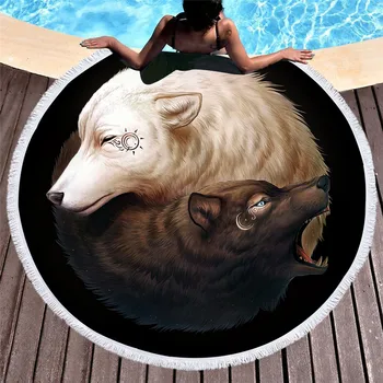 Yin and Yang Wolves by Round Beach Towel Adults Printed Microfiber With Tassel Bath Towel Black white Blanket yoga
Yin and Yang Wolves by Round Beach Towel Adults Printed Microfiber With Tassel Bath Towel Black white Blanket yoga