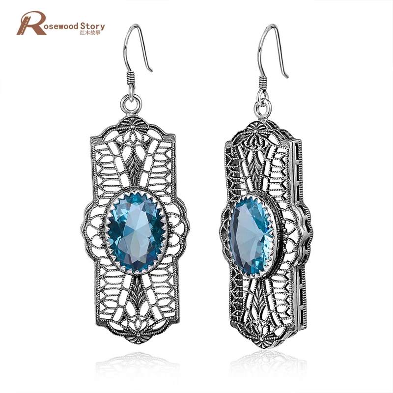 Bohemian Women Blue CZ Rhinestone Crystal Long Dangle Earrings Jewelry Vintage 925 Sterling Silver for Wedding Factory Wholesale
Bohemian Women Blue CZ Rhinestone Crystal Long Dangle Earrings Jewelry Vintage 925 Sterling Silver for Wedding Factory Wholesale