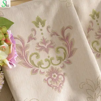 

Slow Soul Fresh Pastoral Curtains Linen Jacquard French Window Floral Curtain Fabrics Tulle For Living Room Kitchen Bedroom 3d