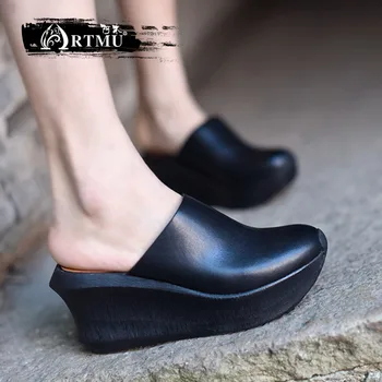 Artmu Original Retro Cowhide Wedges Heels Women Shoes Thick Sole Platform High Heel Leather Slippers Handmade Slippers 936-61
Artmu Original Retro Cowhide Wedges Heels Women Shoes Thick Sole Platform High Heel Leather Slippers Handmade Slippers 936-61