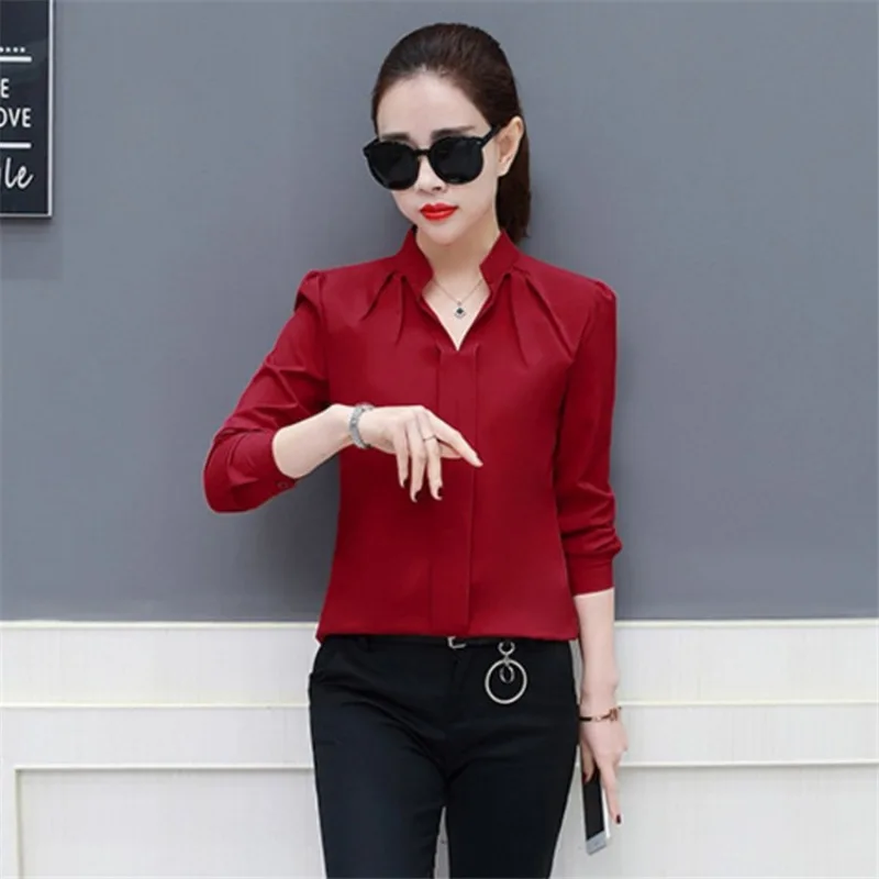 2019 Women Sexy V-neckline Chiffon Blouse Ladies Long Sleeve Pleated Shirts Elegant Plus Size Stylish Office Blouse
2019 Women Sexy V-neckline Chiffon Blouse Ladies Long Sleeve Pleated Shirts Elegant Plus Size Stylish Office Blouse