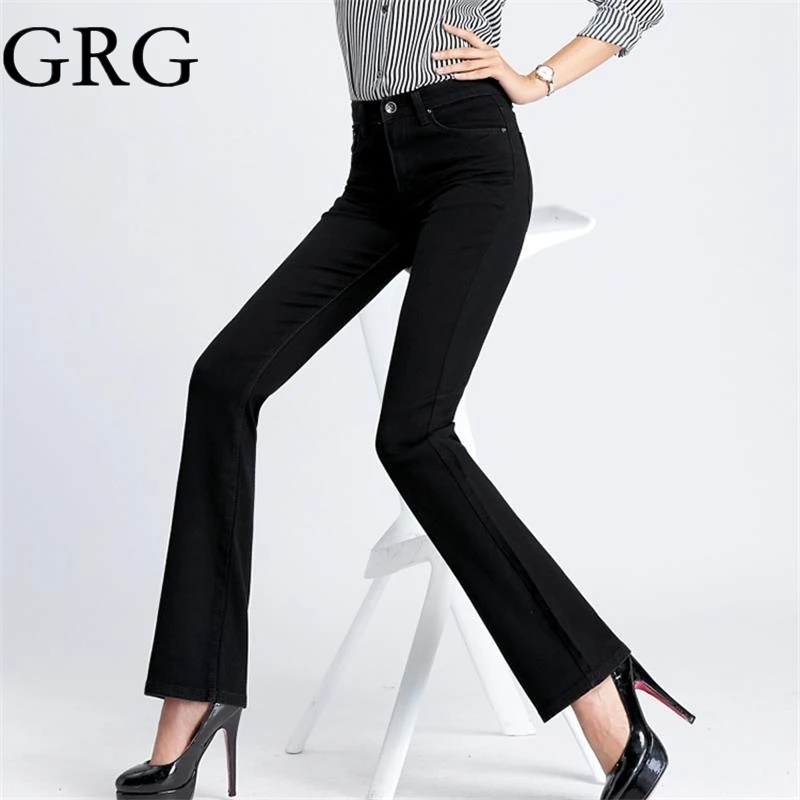 Новое поступление 2017 расклешенные брюки женские джинсы средняя талия тонкие