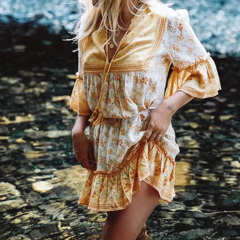 BOHO INSPIRED LILY MINI DRESS IN LEMON flare sleeve V-neck tassle boho dress for women drawstring waist casual summer dress
BOHO INSPIRED LILY MINI DRESS IN LEMON flare sleeve V-neck tassle boho dress for women drawstring waist casual summer dress