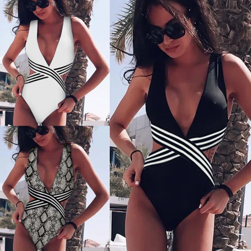 Swimwear Women 2019 Sexy Deep V Black White Bikini Set One Piece Swimsuit Brazilian Beach Bathing Bodysuit Maillot De Bain Femme
Swimwear Women 2019 Sexy Deep V Black White Bikini Set One Piece Swimsuit Brazilian Beach Bathing Bodysuit Maillot De Bain Femme
