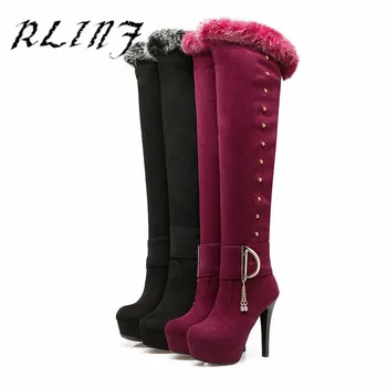 RLINF Over The Knee Boots Rhinestone Chain Metal Decorative Plush Thick with High Heel Boots Women's Boots Women Boots
RLINF Over The Knee Boots Rhinestone Chain Metal Decorative Plush Thick with High Heel Boots Women's Boots Women Boots