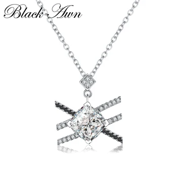 New Silver Necklace Genuine 925 Sterling Silver Jewelry Trendy Row Black&White Topaz Stone Necklaces Pendants for Women P162
New Silver Necklace Genuine 925 Sterling Silver Jewelry Trendy Row Black&White Topaz Stone Necklaces Pendants for Women P162