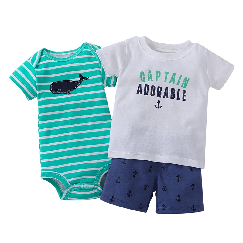 2018 new model Summer baby boy clothing set Baby Rompers Kids Clothes 3pcs Baby Clothes Set Girl Romper Suit Cotton