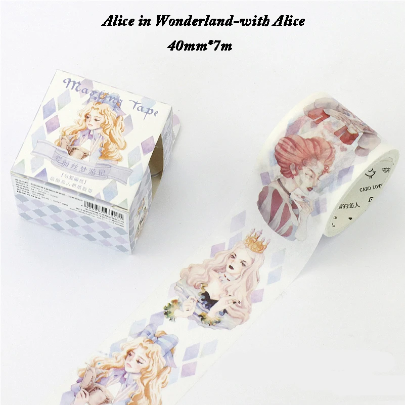 1 Roll 40mm*7m Anime Alice In Wonderland Decorative Wide Tape Adhesive Paper Stickers Scrapbooking Masking Tape Cute
1 Roll 40mm*7m Anime Alice In Wonderland Decorative Wide Tape Adhesive Paper Stickers Scrapbooking Masking Tape Cute