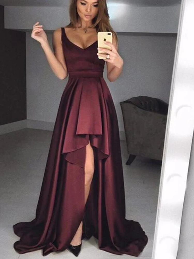 Sexy Sleeveless Prom Dresses Long Short Front Long Back Vestidos Satin Party Gowns Evening Gowns Robe De Soiree
Sexy Sleeveless Prom Dresses Long Short Front Long Back Vestidos Satin Party Gowns Evening Gowns Robe De Soiree