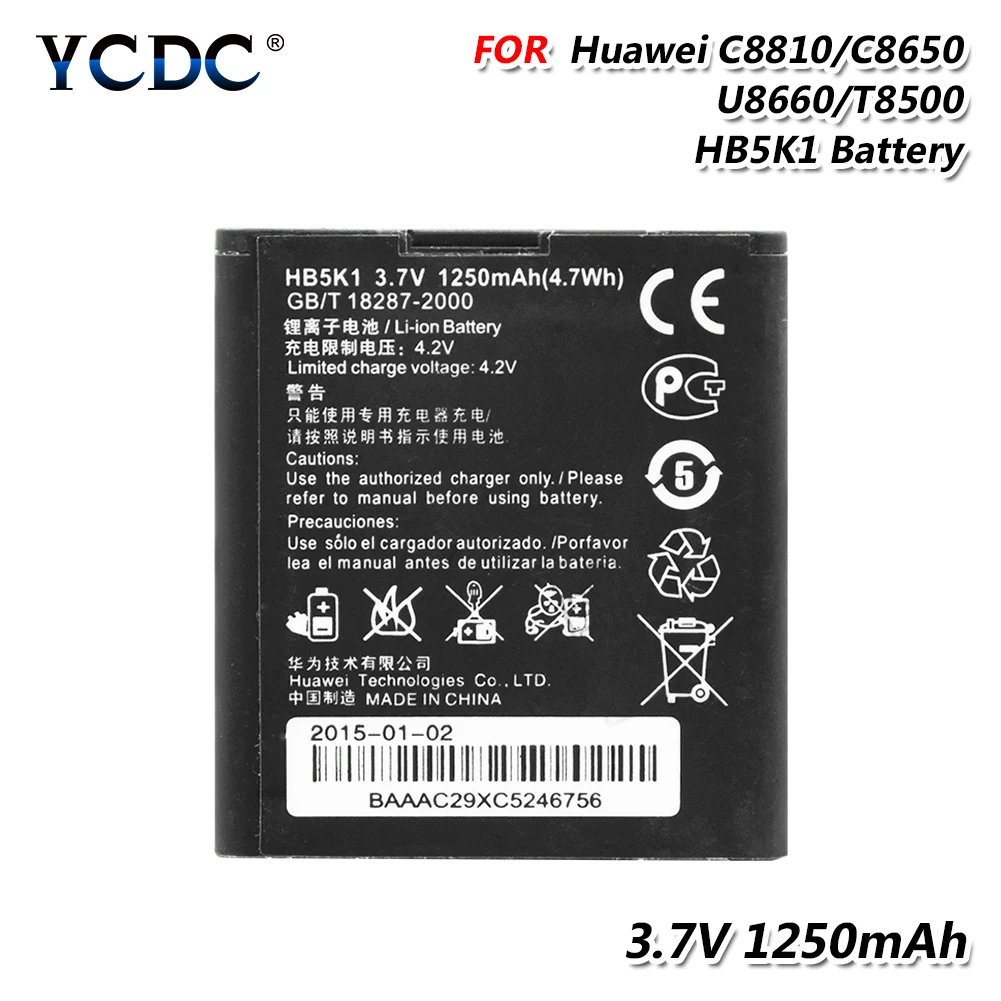 YCDC Original Replacement New Li-ion Lithium HB5K1 Battery For Huawei Ascend Y201 M865 M866 Prism U8861 U8666 S8520 T8500
YCDC Original Replacement New Li-ion Lithium HB5K1 Battery For Huawei Ascend Y201 M865 M866 Prism U8861 U8666 S8520 T8500