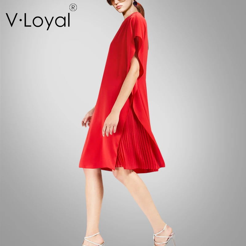 New Summer Fashion Loose Short Sleeve Dresses European and American Pleated Dresses
New Summer Fashion Loose Short Sleeve Dresses European and American Pleated Dresses