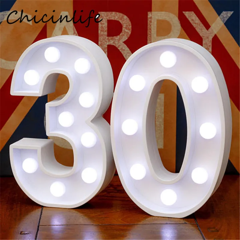 Chicinlife 2 шт 30/40/50/60/70/80 цифры светодиодный ночсветильник лампа с днем рождения