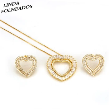 Hot Sale New Designed Heart Shape AAA Cubic Zirconia Gold Bridal Wedding Necklace Earrings Jewelry Set for Women Anniversary
Hot Sale New Designed Heart Shape AAA Cubic Zirconia Gold Bridal Wedding Necklace Earrings Jewelry Set for Women Anniversary