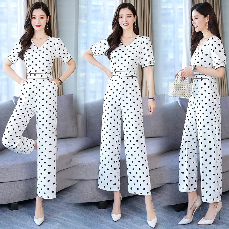 Women long dot Jumpsuit 2019 Summer Rompers Short Sleeve Casual Overalls Lady Wide Leg trousers Playsuit
Women long dot Jumpsuit 2019 Summer Rompers Short Sleeve Casual Overalls Lady Wide Leg trousers Playsuit