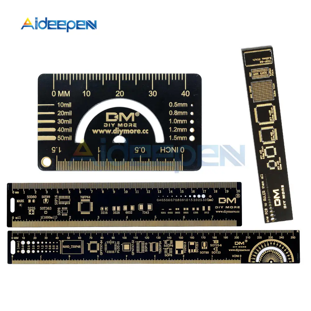 

4pcs/set 4cm 15cm 20cm 25cm Multifunctional PCB Ruler Measuring Tool Resistor Capacitor Chip IC SMD Diode Transistor Package