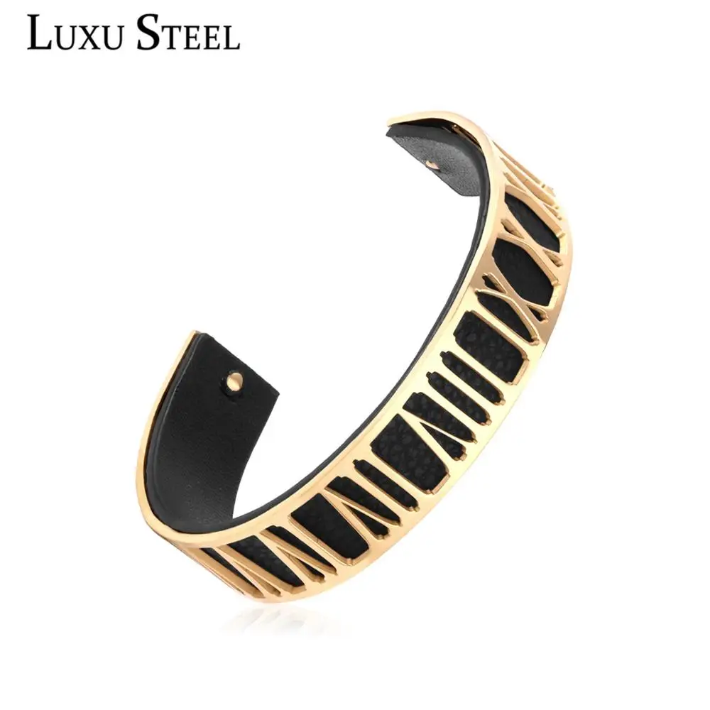 LUXUSTEEL DIY Reversible Leather Cuff Bracelets Unique Style Gold Stainless Steel Handmade Bangles Bijoux Collier Pulseiras Gift
LUXUSTEEL DIY Reversible Leather Cuff Bracelets Unique Style Gold Stainless Steel Handmade Bangles Bijoux Collier Pulseiras Gift