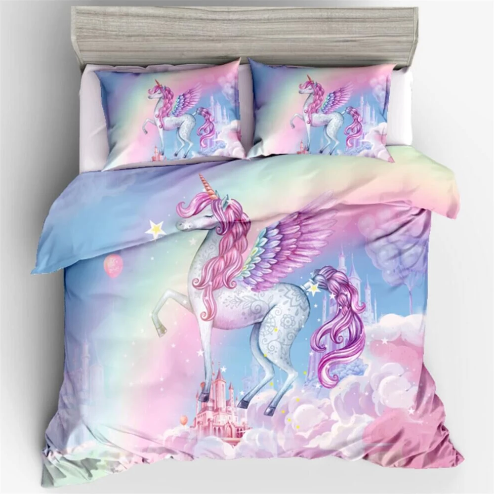 Cute Rainbow Unicorn Galaxy Printed 2/3pcs Duvet Cover Pillowcase Set Girls/Kids Bed Linen (No Sheet No Filling)
Cute Rainbow Unicorn Galaxy Printed 2/3pcs Duvet Cover Pillowcase Set Girls/Kids Bed Linen (No Sheet No Filling)