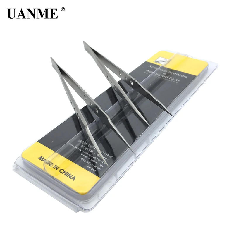 

UANME AAA-12S AAA-14S AAA-15S Precision Pointed Tweezers Stainless Steel Clamps Lengthened Medical Anti-Static Tweezer Tool