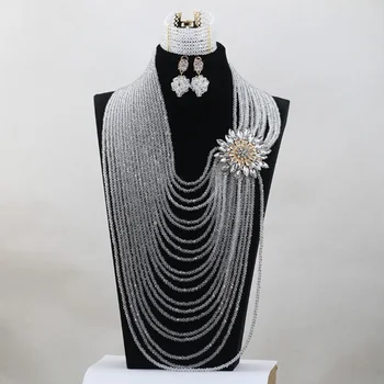 Fashion 20 Rows Crystal Beads Jewelry Set White African Wedding Nigerian Beads Bridal Necklace Jewelrly Set Free Shipping ANJ167
Fashion 20 Rows Crystal Beads Jewelry Set White African Wedding Nigerian Beads Bridal Necklace Jewelrly Set Free Shipping ANJ167