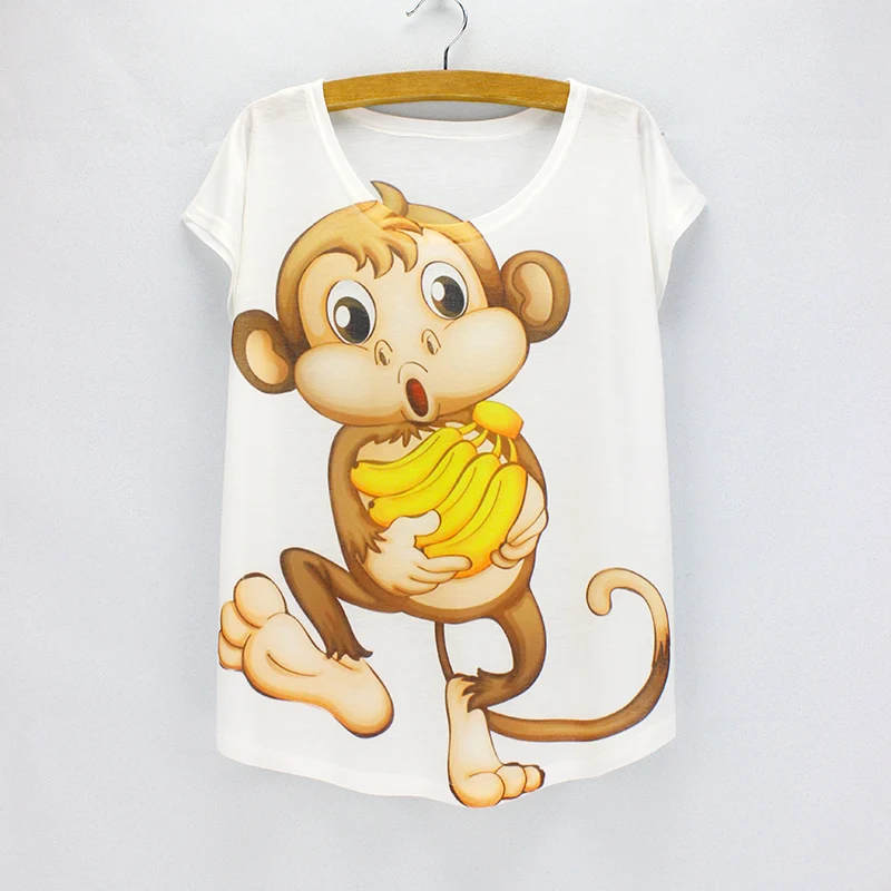 Novelty banana Monkey printed top tees women short sleeve O-neck t-shirt 2016 fashion summer tees free shipping
Novelty banana Monkey printed top tees women short sleeve O-neck t-shirt 2016 fashion summer tees free shipping