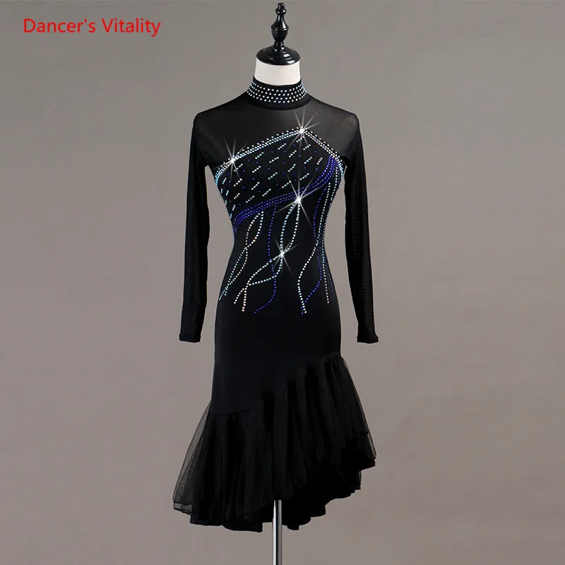 Professional Women Latin Dance Dress Luxury Diamonds Long Sleeves Ruffles Dresses Adult Latin Ballroom Dance Performance Costume
Professional Women Latin Dance Dress Luxury Diamonds Long Sleeves Ruffles Dresses Adult Latin Ballroom Dance Performance Costume