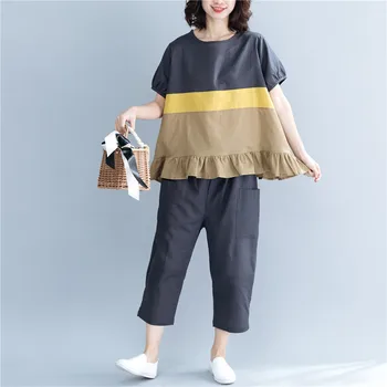 Johnature 2020 Summer New Casual Two Pieces Sets Women Patchwork Colors Ruffles Loose Tops Elastic Waist Women Pants Sets
Johnature 2020 Summer New Casual Two Pieces Sets Women Patchwork Colors Ruffles Loose Tops Elastic Waist Women Pants Sets