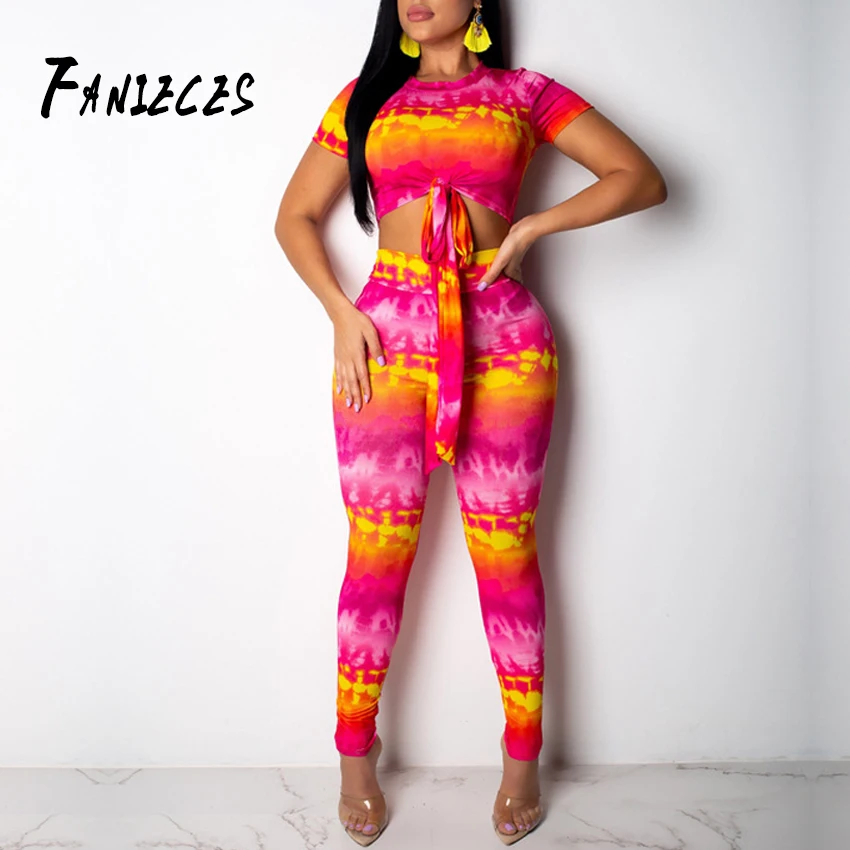 FANIECES new 2 Two Pieces Sets Women Clothes Printing tie dye Short Sleeve Bandage Crop Top+Elastic waist Pants Tracksuit Outfit
FANIECES new 2 Two Pieces Sets Women Clothes Printing tie dye Short Sleeve Bandage Crop Top+Elastic waist Pants Tracksuit Outfit
