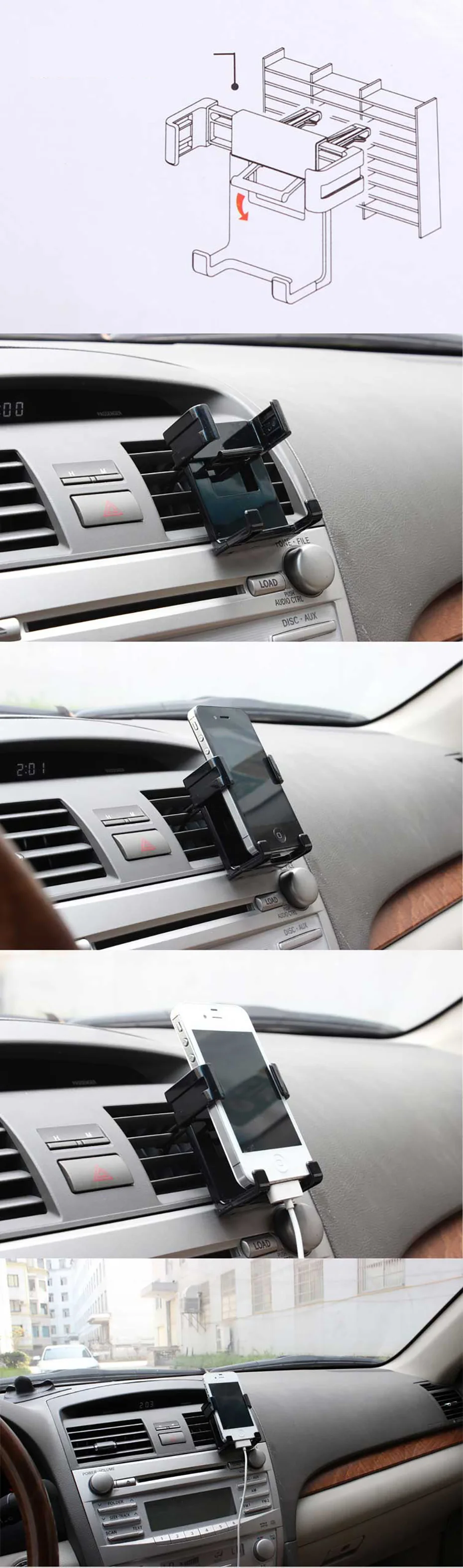 YAMIZOO Universal Car Phone Holder Stand Air Vent Mount Clip For Smartphone Mobile Cell Phone GPS Bracket Support In Car Holder (4)