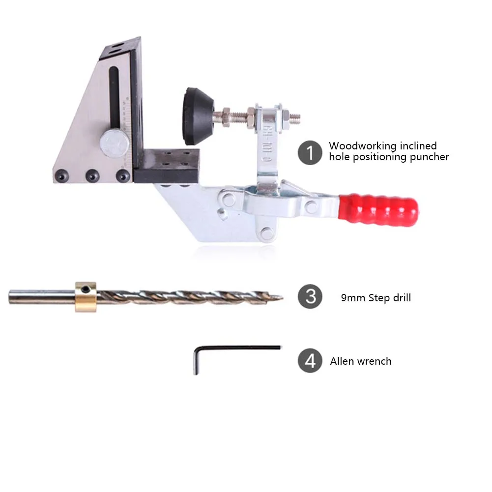 Woodworking Oblique Hole Device Hole Puncher Guide Inclined Hole Locator Jig Drill Tools Step Drill Bit Carpenter Kit
Woodworking Oblique Hole Device Hole Puncher Guide Inclined Hole Locator Jig Drill Tools Step Drill Bit Carpenter Kit