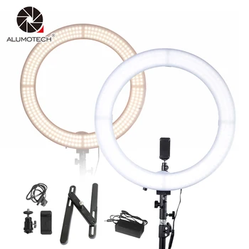 

Alumotech LED 18"Ring Light Selfie Lights 60W 5500K/3200K Dimming Lamp Bulbs For Camera Photography Studio Video Phone Lighting