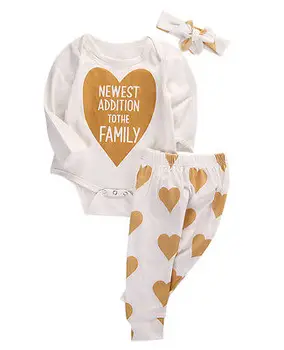 Fashion New Infant Boy Girls Heart Cotton Romper Pants 3pcs Cute Baby Coming Home Outfits Set
Fashion New Infant Boy Girls Heart Cotton Romper Pants 3pcs Cute Baby Coming Home Outfits Set