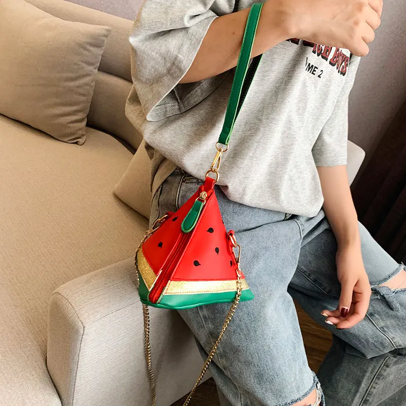 New Arrival Women Messenger Bags Watermelon Triangle Personality Mini Party Shoulder Bag For Girl Creative Chain Crossbody Bag 
New Arrival Women Messenger Bags Watermelon Triangle Personality Mini Party Shoulder Bag For Girl Creative Chain Crossbody Bag